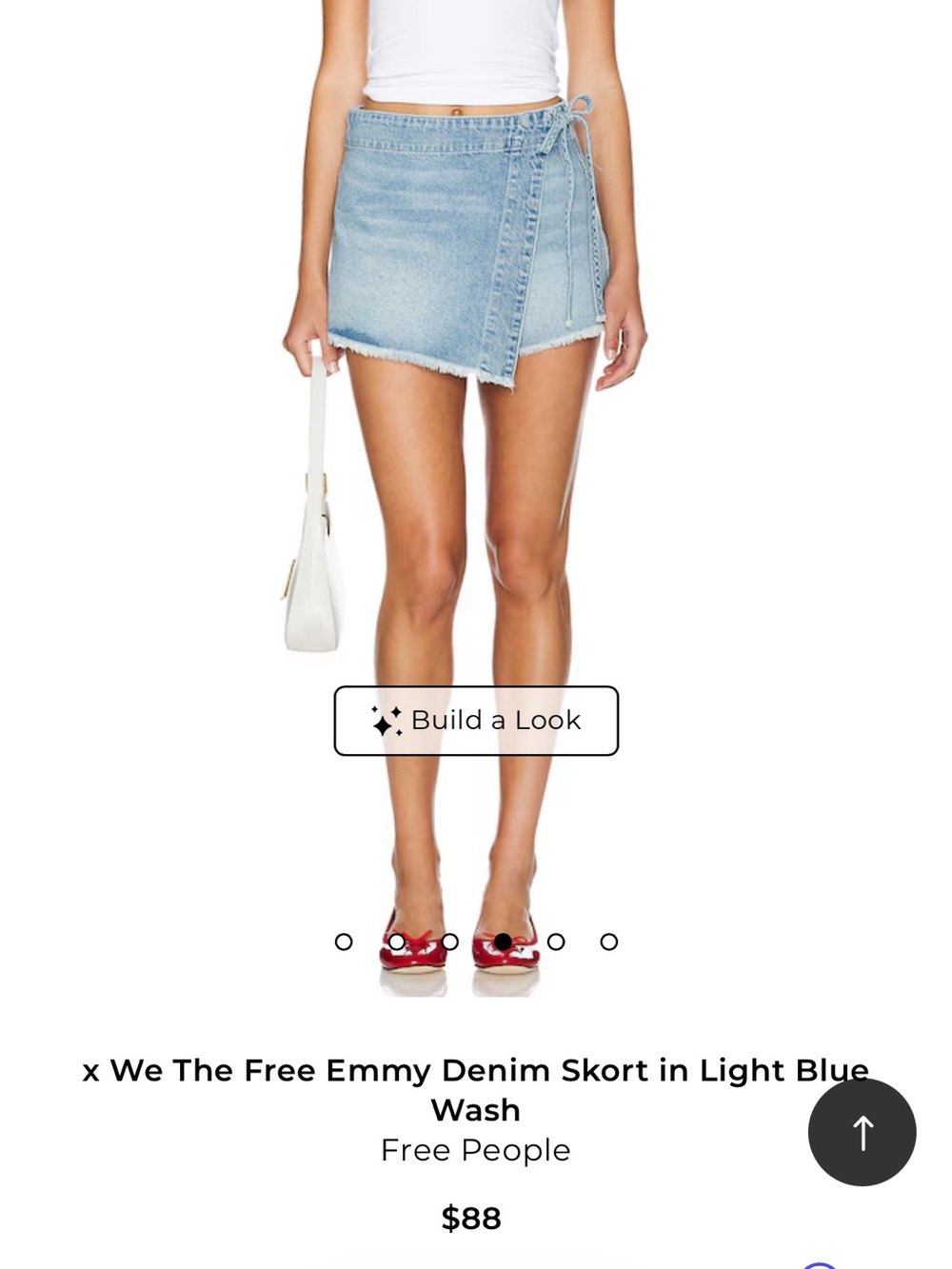 We The Free Light Blue Denim Wrap Mini Skort